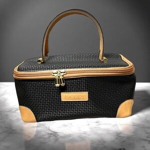 Bally Black & Tan Cosmetic Case, clean, no tears, vintage, Very Good Condition
